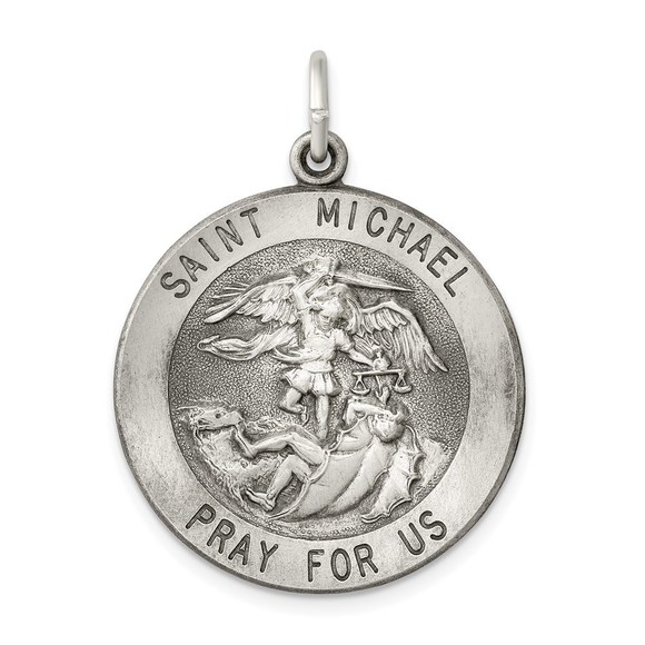LaneMax Jewelry - Sterling Silver Antiqued Saint Michael Medal